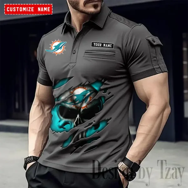 Miami Dolphins NFL Men's Muscle Sports Polo Shirt SPTMSPLS087 - Image 5