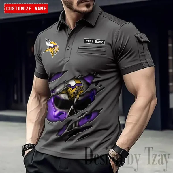 Minnesota Vikings NFL Men's Muscle Sports Polo Shirt SPTMSPLS088