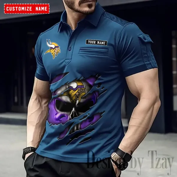 Minnesota Vikings NFL Men's Muscle Sports Polo Shirt SPTMSPLS088 - Image 3