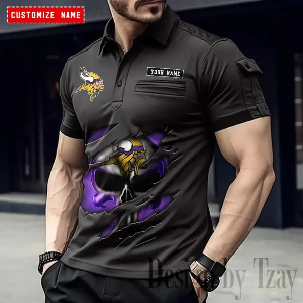 Minnesota Vikings NFL Men's Muscle Sports Polo Shirt SPTMSPLS088 - Image 4
