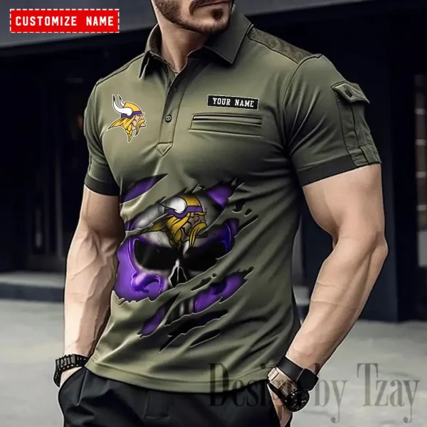 Minnesota Vikings NFL Men's Muscle Sports Polo Shirt SPTMSPLS088 - Image 5