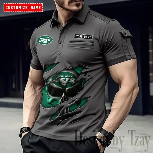 New York Jets NFL Men's Muscle Sports Polo Shirt SPTMSPLS092