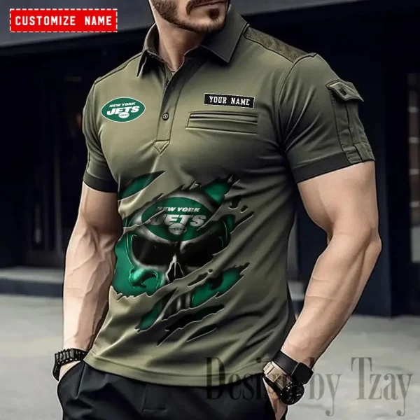 New York Jets NFL Men's Muscle Sports Polo Shirt SPTMSPLS092 - Image 5