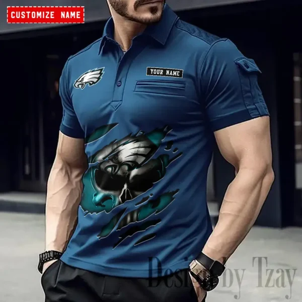 Philadelphia Eagles NFL Men's Muscle Sports Polo Shirt SPTMSPLS093 - Image 3