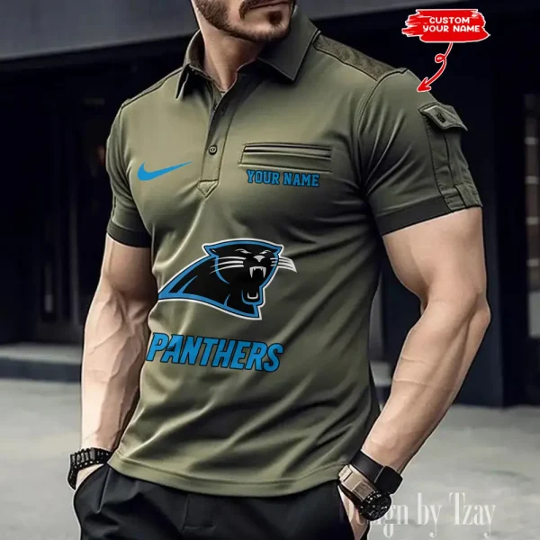 Carolina Panthers NFL Men's Muscle Sports Polo Shirt SPTMSPLS101 - Image 2