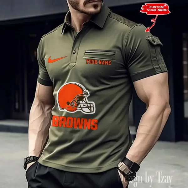 Cleveland Browns NFL Men's Muscle Sports Polo Shirt SPTMSPLS104 - Image 2