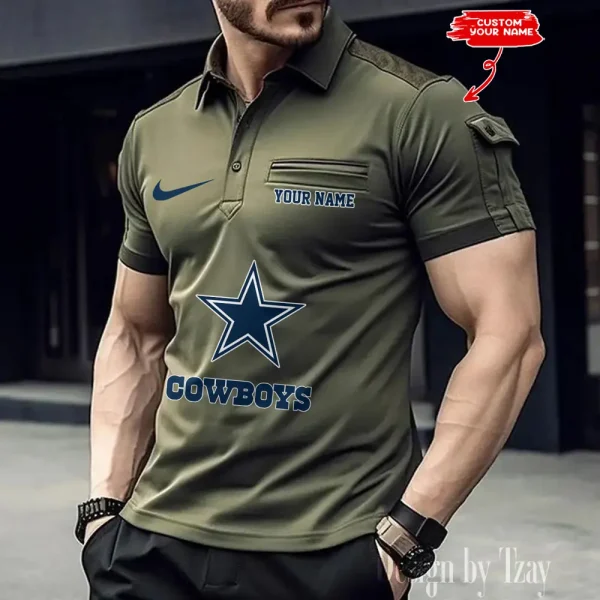 Dallas Cowboys NFL Men's Muscle Sports Polo Shirt SPTMSPLS105 - Image 3