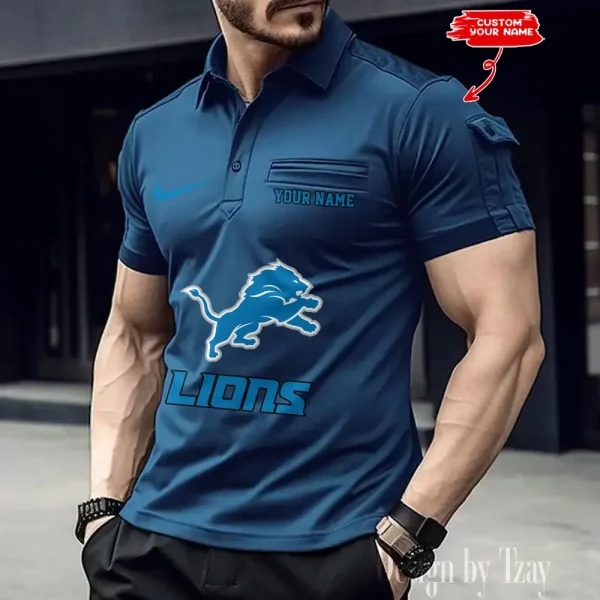 Detroit Lions NFL Men's Muscle Sports Polo Shirt SPTMSPLS107