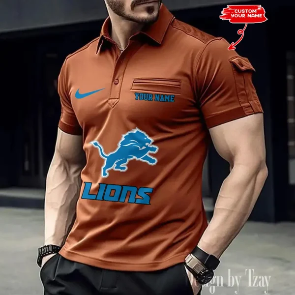 Detroit Lions NFL Men's Muscle Sports Polo Shirt SPTMSPLS107 - Image 4
