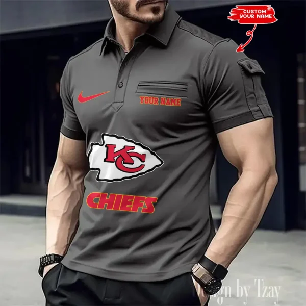 Kansas City Chiefs NFL Men's Muscle Sports Polo Shirt SPTMSPLS112 - Image 2