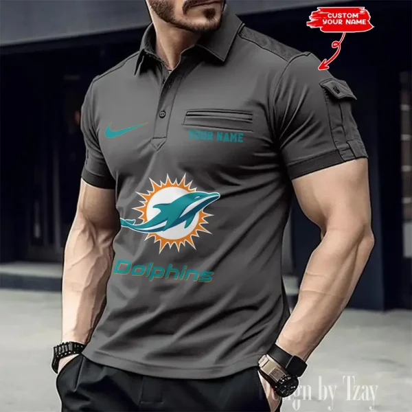 Miami Dolphins NFL Men's Muscle Sports Polo Shirt SPTMSPLS116
