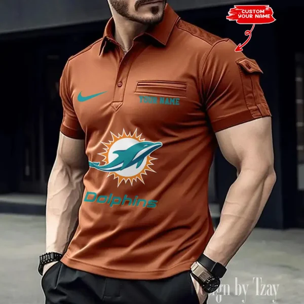 Miami Dolphins NFL Men's Muscle Sports Polo Shirt SPTMSPLS116 - Image 2
