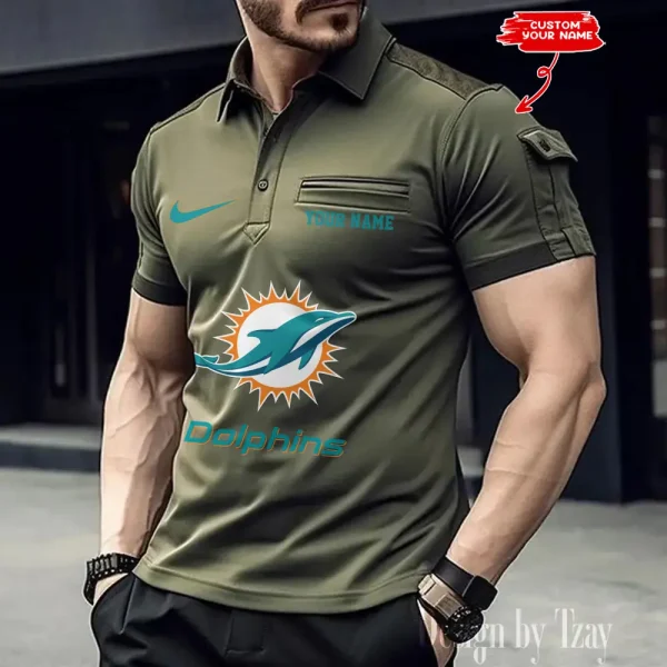 Miami Dolphins NFL Men's Muscle Sports Polo Shirt SPTMSPLS116 - Image 3