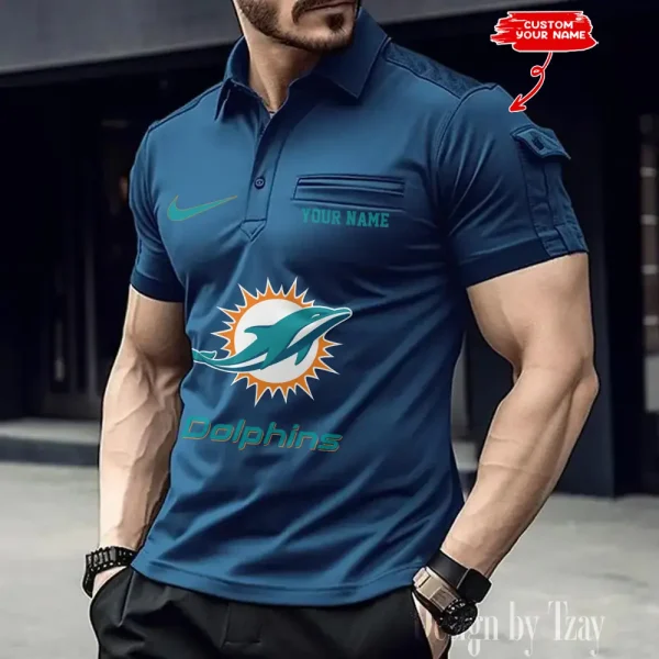 Miami Dolphins NFL Men's Muscle Sports Polo Shirt SPTMSPLS116 - Image 4