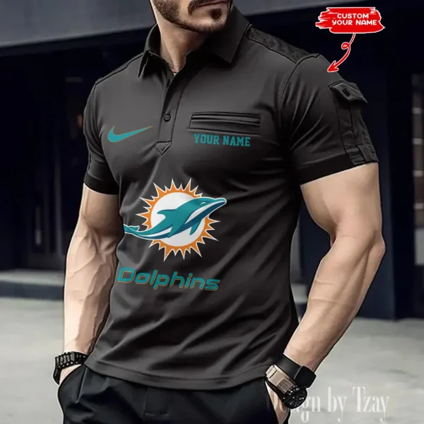 Miami Dolphins NFL Men's Muscle Sports Polo Shirt SPTMSPLS116 - Image 5