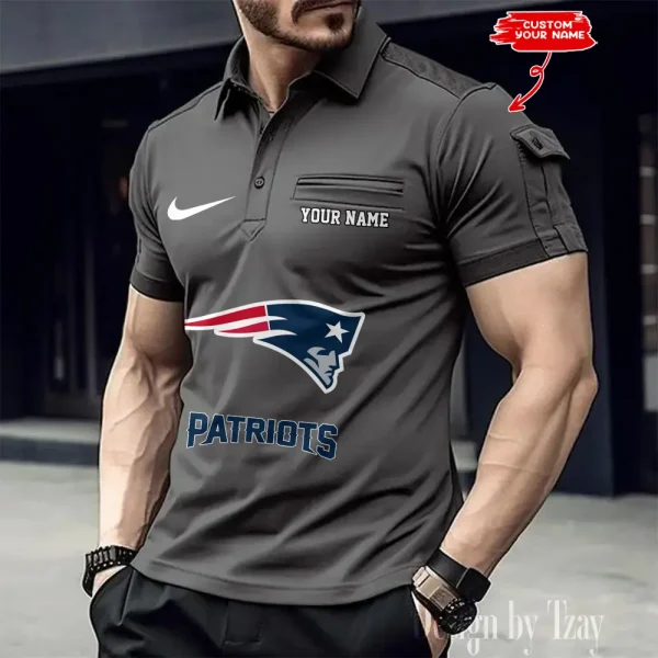 New England Patriots NFL Men's Muscle Sports Polo Shirt SPTMSPLS118 - Image 2
