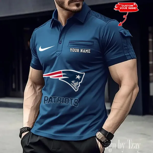 New England Patriots NFL Men's Muscle Sports Polo Shirt SPTMSPLS118 - Image 3