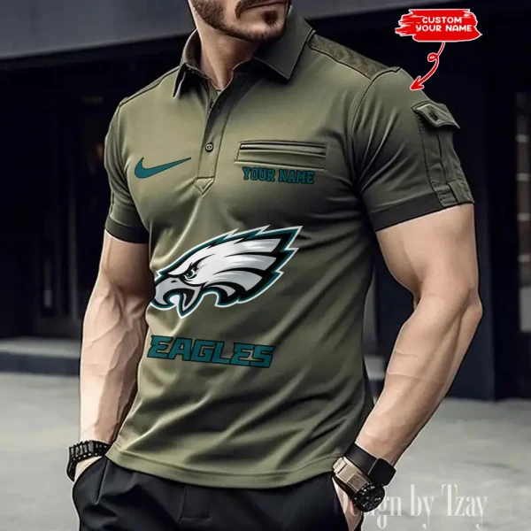 Philadelphia Eagles NFL Men's Muscle Sports Polo Shirt SPTMSPLS122 - Image 5
