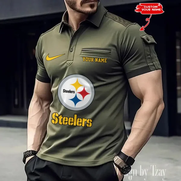 Pittsburgh Steelers NFL Men's Muscle Sports Polo Shirt SPTMSPLS123 - Image 2