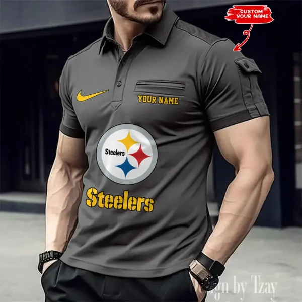 Pittsburgh Steelers NFL Men's Muscle Sports Polo Shirt SPTMSPLS123 - Image 5