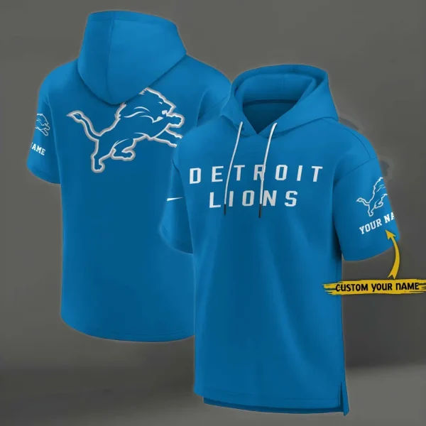 Detroit Lions Short Sleeve Pullover Hoodie SPTSSHDS043