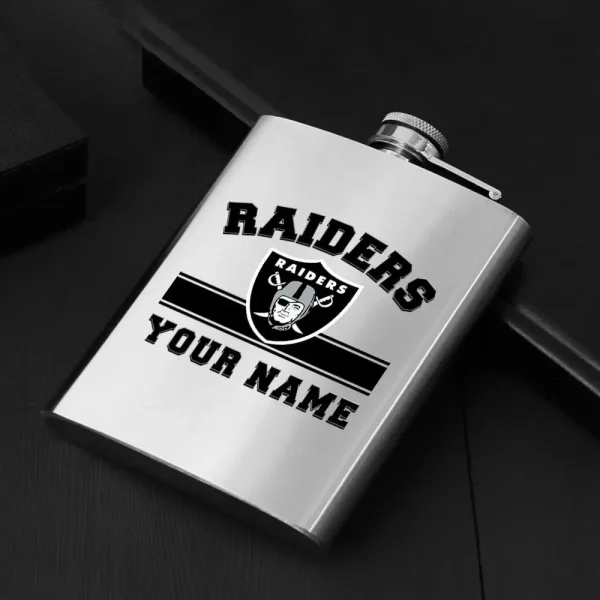 Las Vegas Raiders Men Stainless Steel Hip Flask Custom Any Name Gift For Fans - Image 2