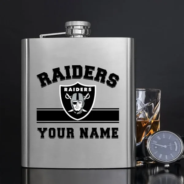 Las Vegas Raiders Men Stainless Steel Hip Flask Custom Any Name Gift For Fans