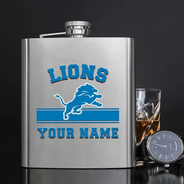 Detroit Lions Men Stainless Steel Hip Flask Custom Any Name Gift For Fans