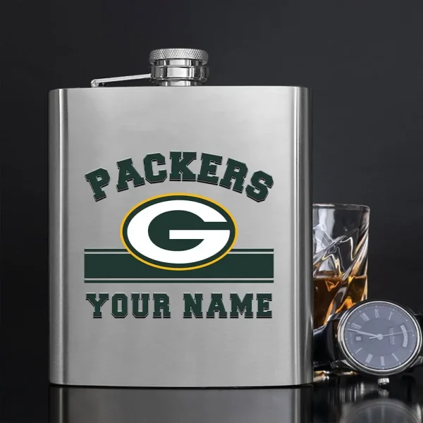 Green Bay Packers Men Stainless Steel Hip Flask Custom Any Name Gift For Fans