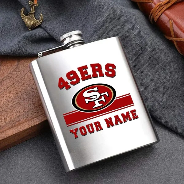 San Francisco 49ers Men Stainless Steel Hip Flask Custom Any Name Gift For Fans - Image 2