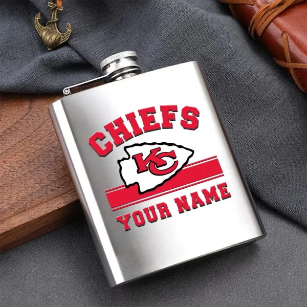 Kansas City Chiefs Men Stainless Steel Hip Flask Custom Any Name Gift For Fans - Image 2