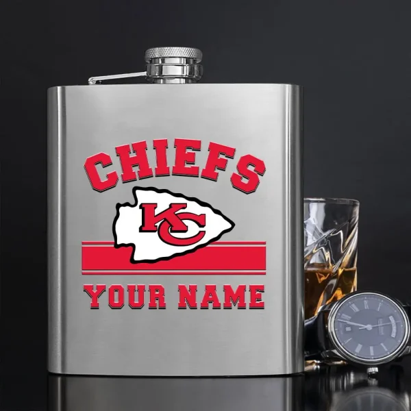 Kansas City Chiefs Men Stainless Steel Hip Flask Custom Any Name Gift For Fans