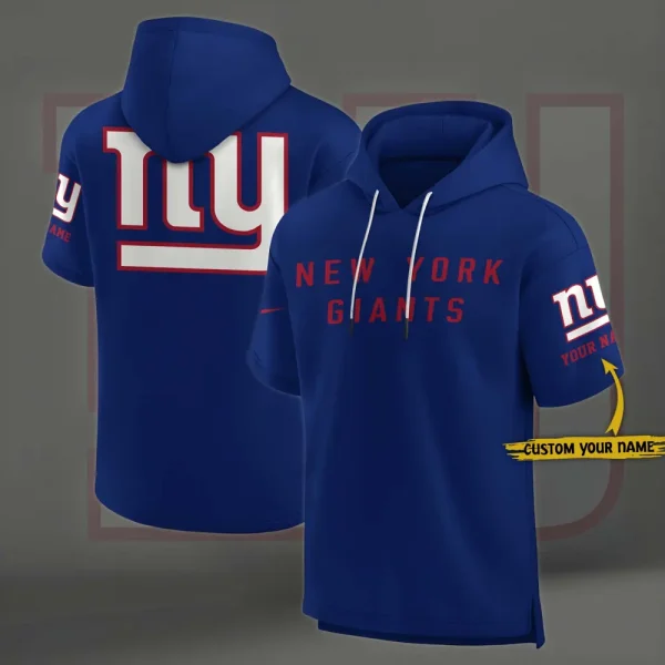 New York Giants Short Sleeve Pullover Hoodie SPTSSHDS055