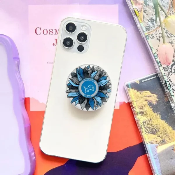 Detroit Lions Flowers Flip Grip Phone Holder Gift For Fans - Image 2
