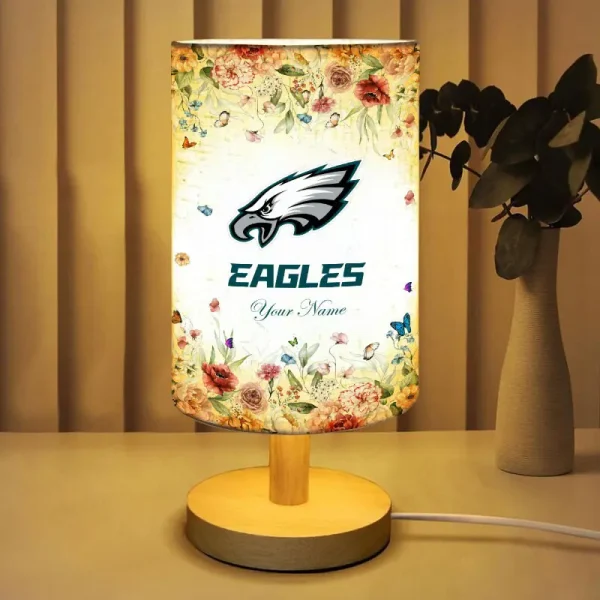 Philadelphia Eagles Flowers Table Lamp Custom Any Name Gift For Fans SPTABLELAMP001 - Image 2
