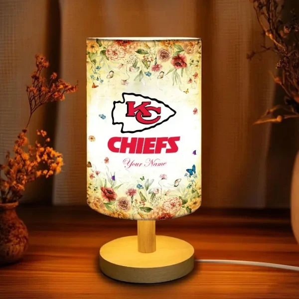Kansas City Chiefs Flowers Table Lamp Custom Any Name Gift For Fans SPTABLELAMP002