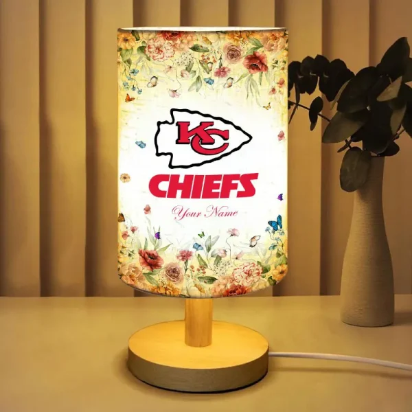 Kansas City Chiefs Flowers Table Lamp Custom Any Name Gift For Fans SPTABLELAMP002 - Image 2