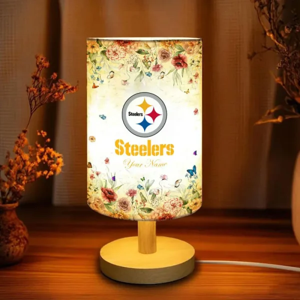Pittsburgh Steelers Flowers Table Lamp Custom Any Name Gift For Fans SPTABLELAMP003