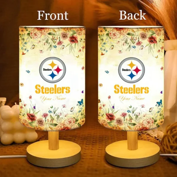 Pittsburgh Steelers Flowers Table Lamp Custom Any Name Gift For Fans SPTABLELAMP003 - Image 3