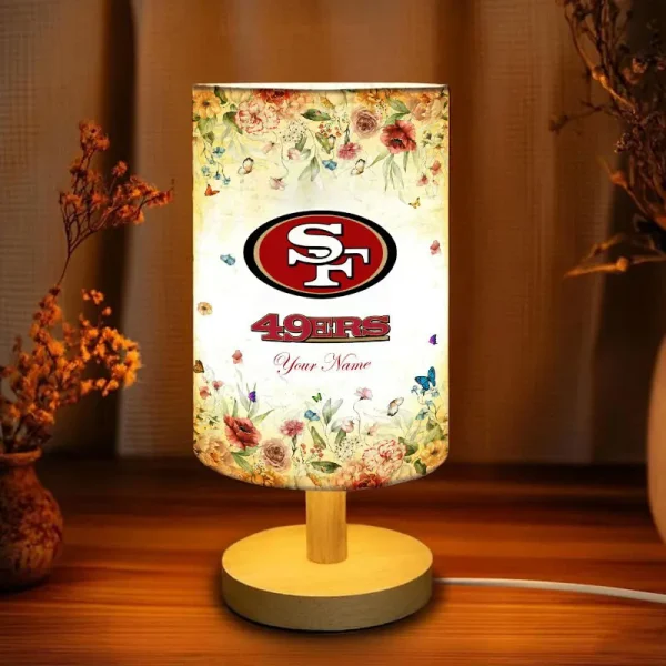 San Francisco 49ers Flowers Table Lamp Custom Any Name Gift For Fans SPTABLELAMP004