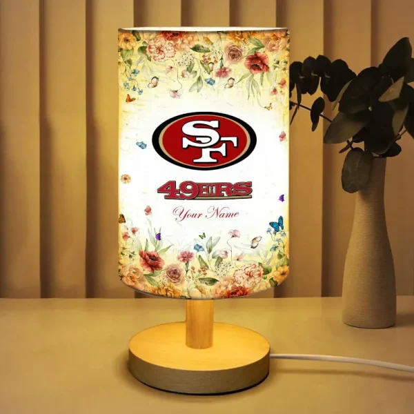 San Francisco 49ers Flowers Table Lamp Custom Any Name Gift For Fans SPTABLELAMP004 - Image 2