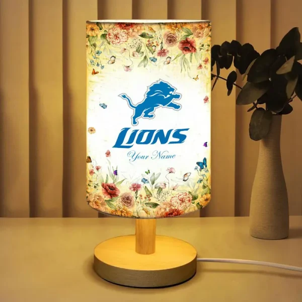 Detroit Lions Flowers Table Lamp Custom Any Name Gift For Fans SPTABLELAMP005 - Image 2
