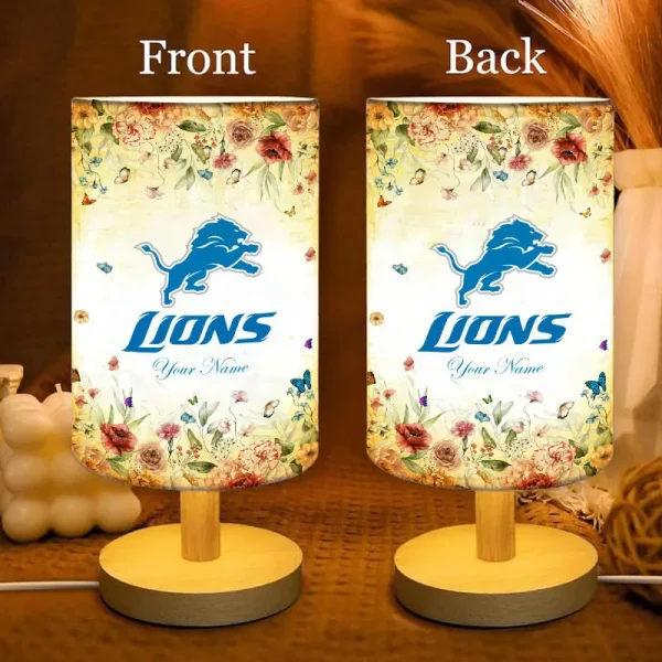 Detroit Lions Flowers Table Lamp Custom Any Name Gift For Fans SPTABLELAMP005 - Image 3