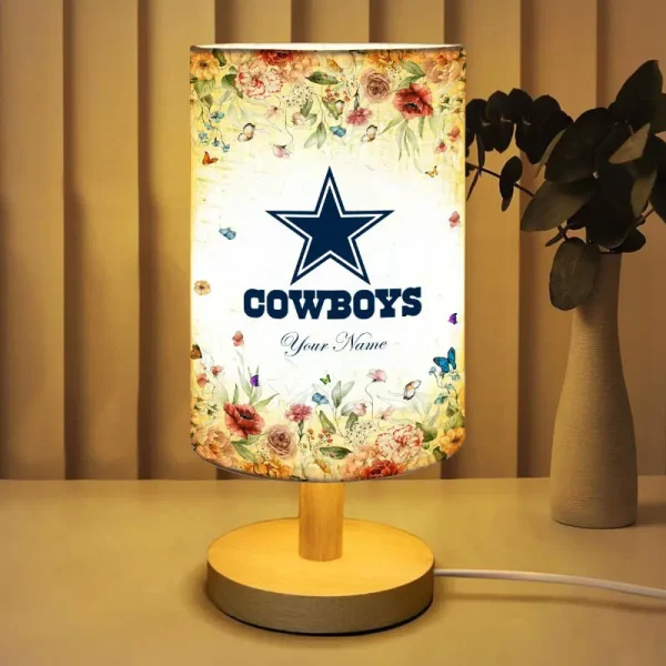 Dallas Cowboys Flowers Table Lamp Custom Any Name Gift For Fans SPTABLELAMP006 - Image 2