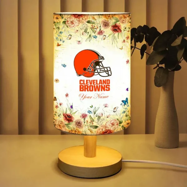 Cleveland Browns Flowers Table Lamp Custom Any Name Gift For Fans SPTABLELAMP010 - Image 2