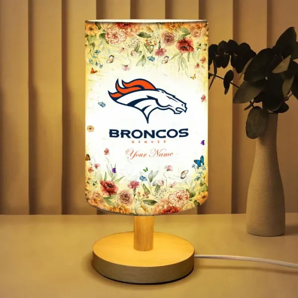 Denver Broncos Flowers Table Lamp Custom Any Name Gift For Fans SPTABLELAMP017 - Image 2