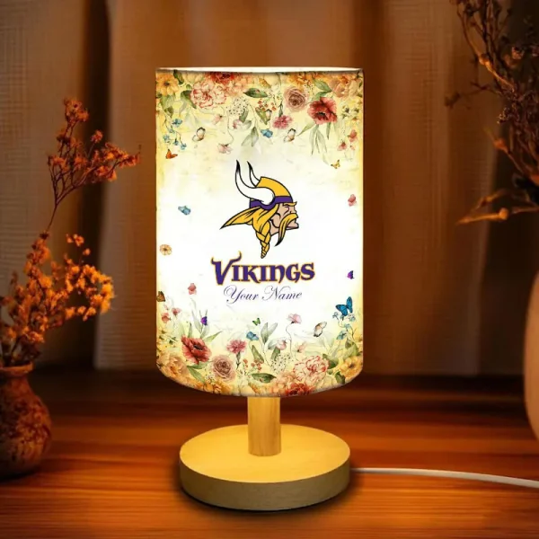Minnesota Vikings Flowers Table Lamp Custom Any Name Gift For Fans SPTABLELAMP019