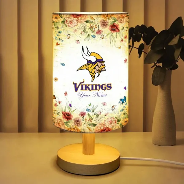 Minnesota Vikings Flowers Table Lamp Custom Any Name Gift For Fans SPTABLELAMP019 - Image 2