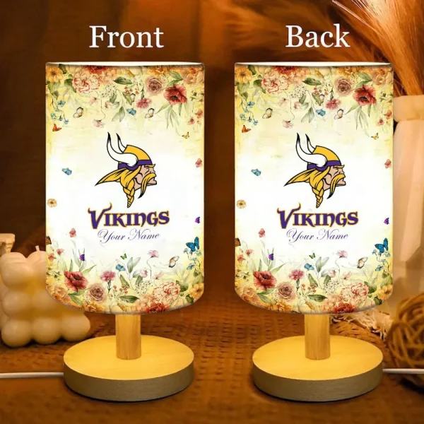 Minnesota Vikings Flowers Table Lamp Custom Any Name Gift For Fans SPTABLELAMP019 - Image 3