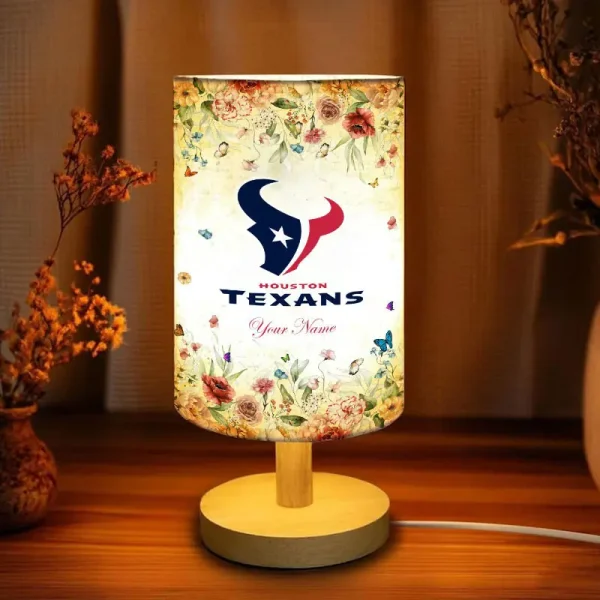 Houston Texans Flowers Table Lamp Custom Any Name Gift For Fans SPTABLELAMP020